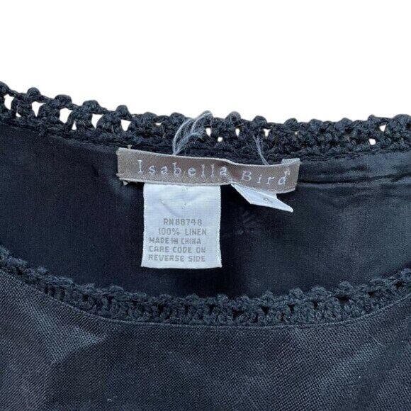 Isabella Bird Women Sheath Dress Sleeveless Scoop Neck Lace Detail Black 4 - Picture 3 of 7